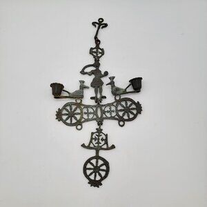 Byzantine Cross Hanging Candle Holder Metal Wall Sconce